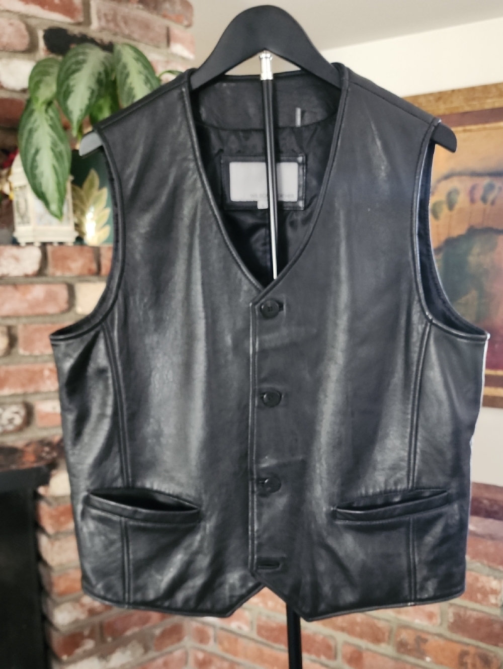 Wilsons Leather Black Leather Vest Button Front Biker Y2K Vintage Unisex